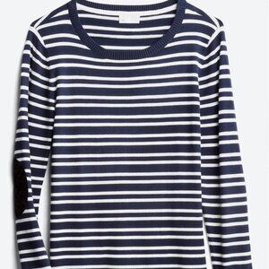 Market & Spruce | Striped Elbow Patch Sweater | Size S